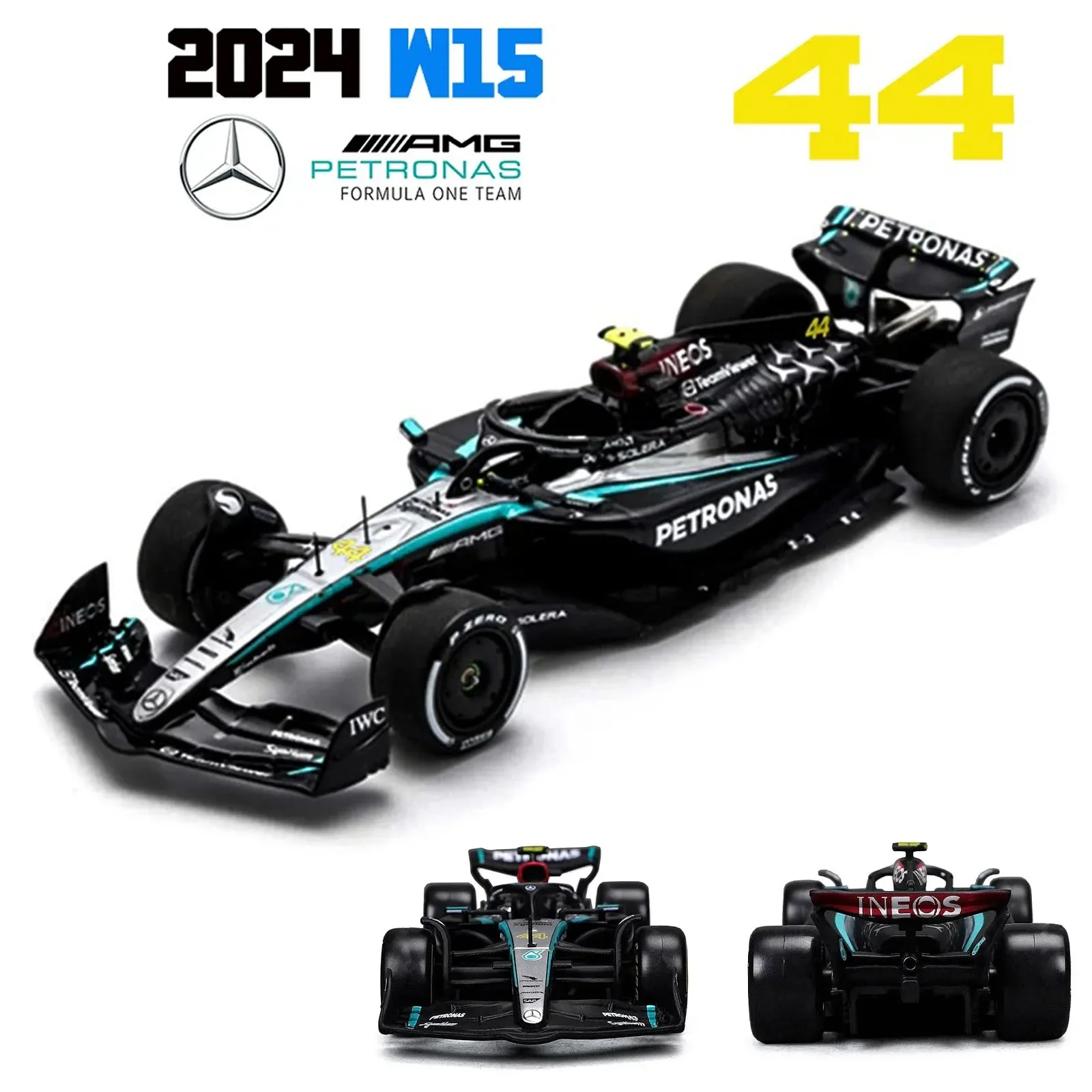 Bburago 1:43 Mercedes-AMG Petronas F1 Team W15 2024 #44 Hamilton #63 George Russell Alloy Car Die Cast Model Toy Collectible