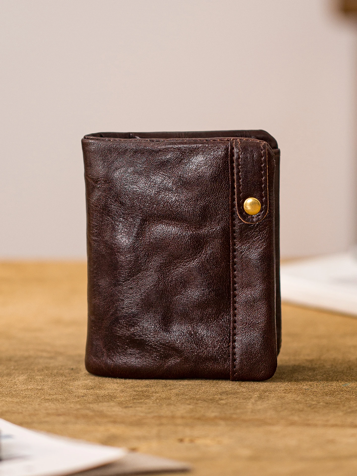

vintage casual high-quality first layer cowhide men's short wallet fashion designer handmade genuine leather small coin purse