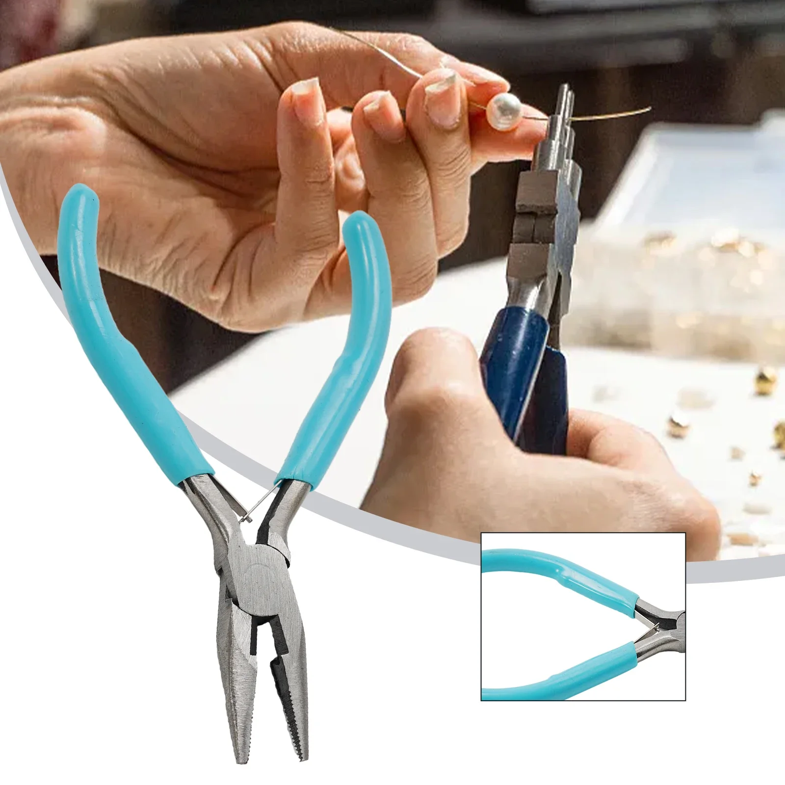 Small Pliers Jewelry Accessories Repair Making Round Nose Needle Nose Pliers Hand Tool Stainless Steel Tong Head And PVC Handle