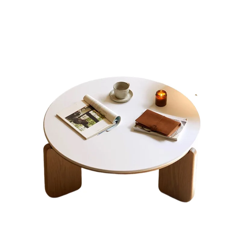 

Solid wood coffee table, size combination, modern and simple, log round tea table, small apartment living room rock slab