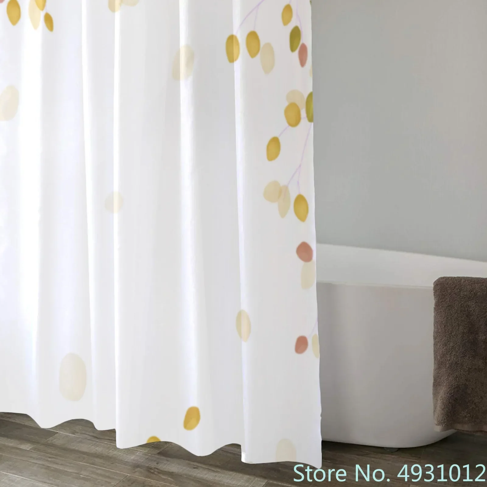 Cortinas de ducha con diseño de puntos dorados simples en 3D, cortina de baño con ganchos, cortinas estampadas de tela de poliéster para cortinas de baño