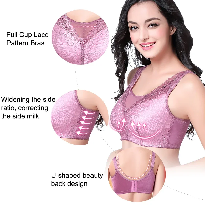 

ONEFENG 6026 Super Soft Comfortable Mastectomy Bra 75-100BC Artificial Breasts Bra with Pockets for Breast Cancer Women