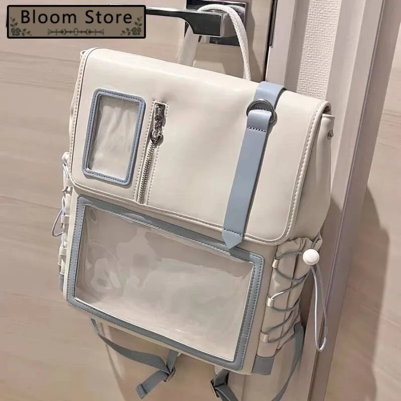 

Patchwork Casual Y2k Aesthetic Backpacks Japanese Women Students Transparent Ita Bags Preppy Ins All Match Streetwear Schoolbags