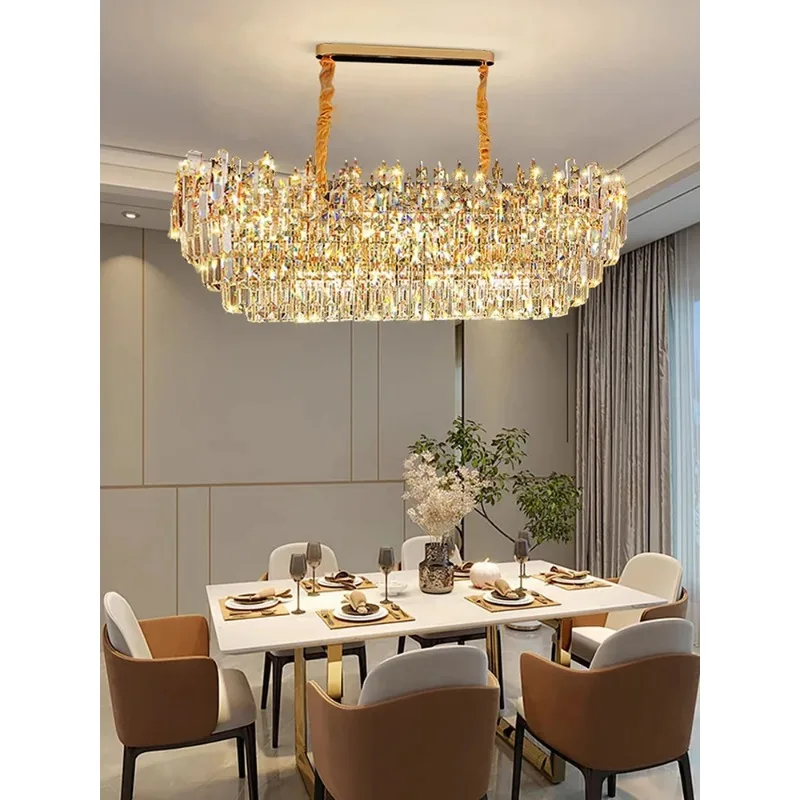 Modern Luxury Large Crystal Ceiling Lamp Gold LED Chandelier 2024 Big Light Fixture for Living Room Home Decor