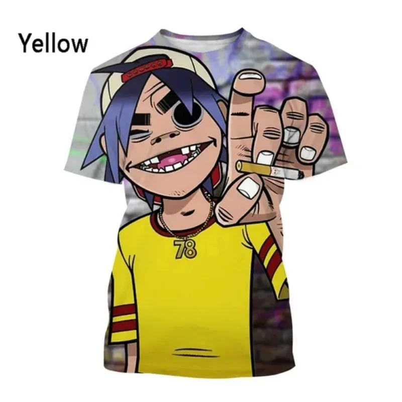 Hot Virtual Rock Band Gorillaz 3D Printing O-neck T-shirt Summer Fashion Men Women Short Sleeve Casual Unisex clothing