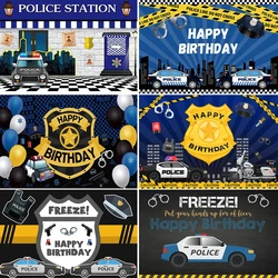 Police Theme City Night Patrol Car Uniform Policeman Baby Boys Birthday Party Photography Background Decor Photo Studio Props