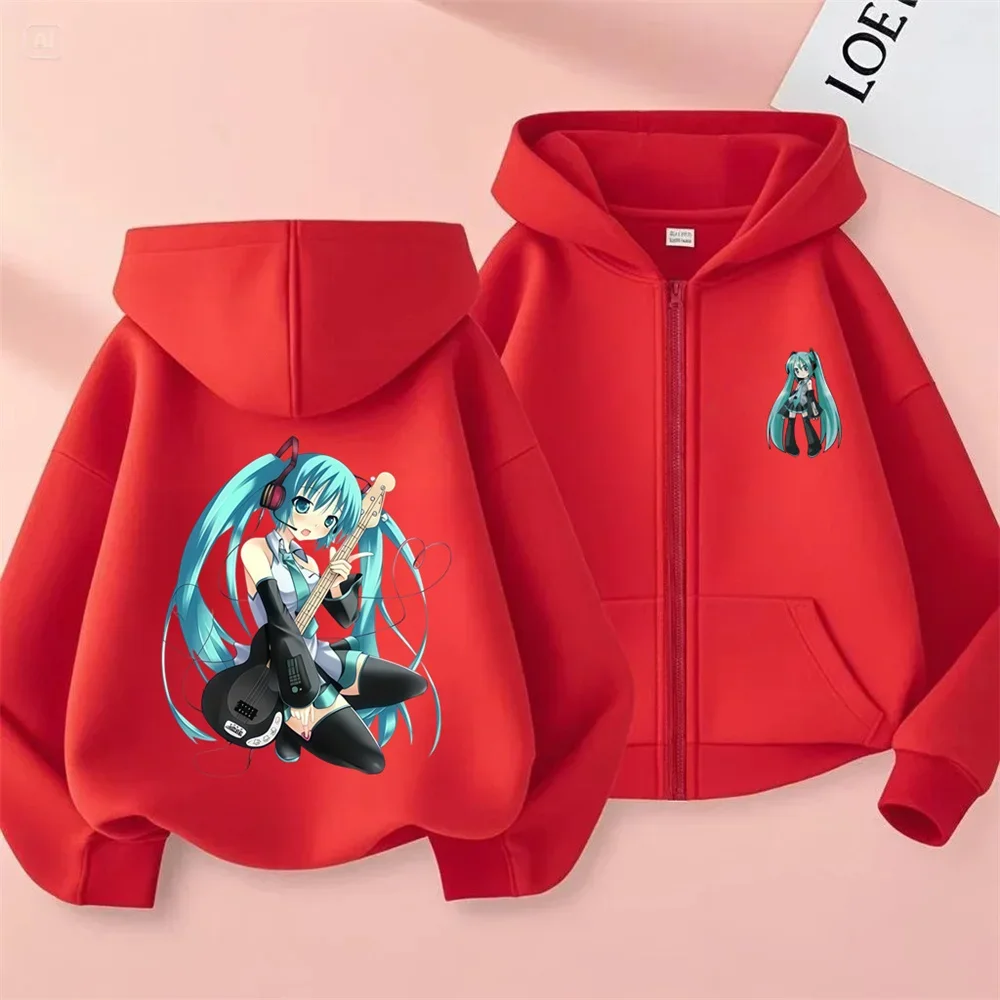 2026 Kids Zip Up Hoodie For Boys Girls Cute Kawaii Hatsune Miku Cartoon Fashion Street Outfit 3-14Y - view 5