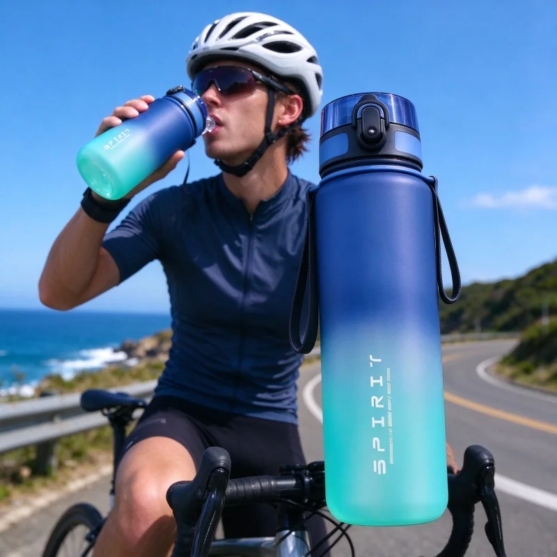 Large Capacity Motivational Water Bottle 500ML 1000ML, Leakproof Portable Reusable Plastic Sports Jug for Gym Camping Travel