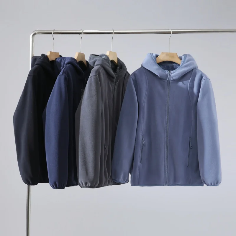 

Couples Thiened Fce Lined Hooded Jaet Warm Outerwear Autumn Winter Stand Fit Long Sve Coat for Daily Wear