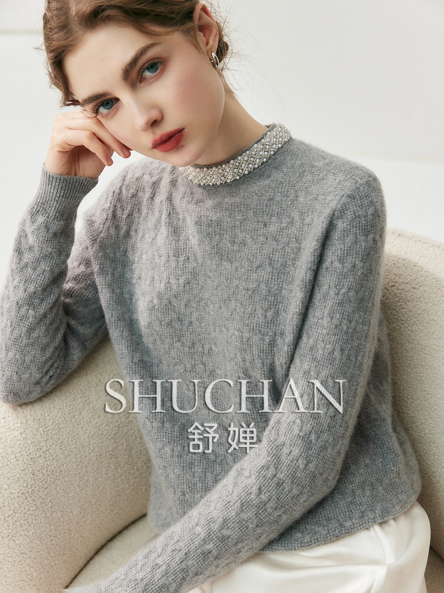 

Wool Cashmere Sweater 2025 Autumn and Winter New Round Neck Women's Skin-friendly Long-sleeve pullover