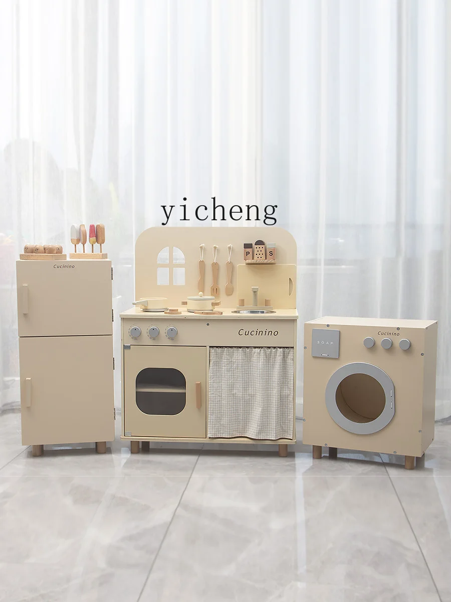 XL Children's Kitchen Toys Play House Simulation Barbecue Table Girl Cooking Wooden Kitchenware