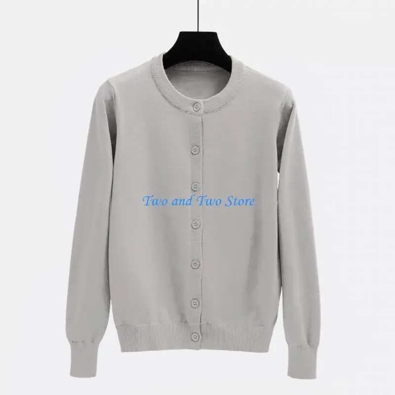 HX6F Women's Short Cardigan Sweater, Lightweight Autumn Short Cotton Knitwear, Fashionable Button-Down Clothing