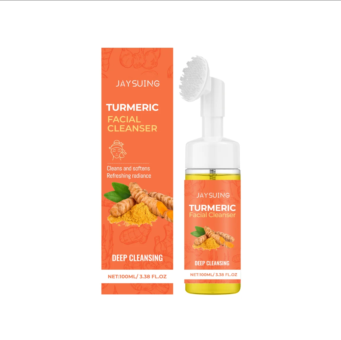 Turmeric Cleansing Mousse Deep Cleaning Prevent Pore Blockage Reduce Acne Relieve Dirt Refreshing Exfoliating Facial Cleanser