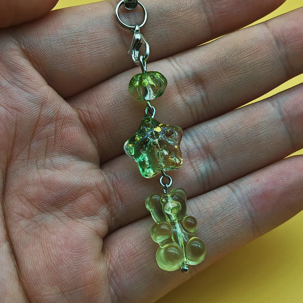 Original Design Cute Green Gummy Bear Phone Charm Pendant Cellphone Case Lanyard Wrist Strap Keychain Cord Keycord