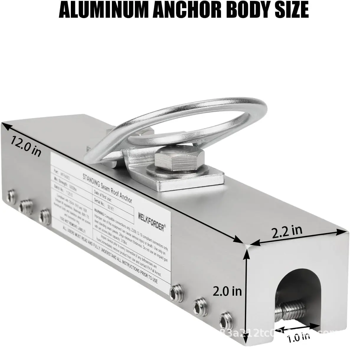 WELKFORDER Standing Seam Roof Anchor Entrainment D-Ring Mounted Aluminum Drop Protection Roof Cover