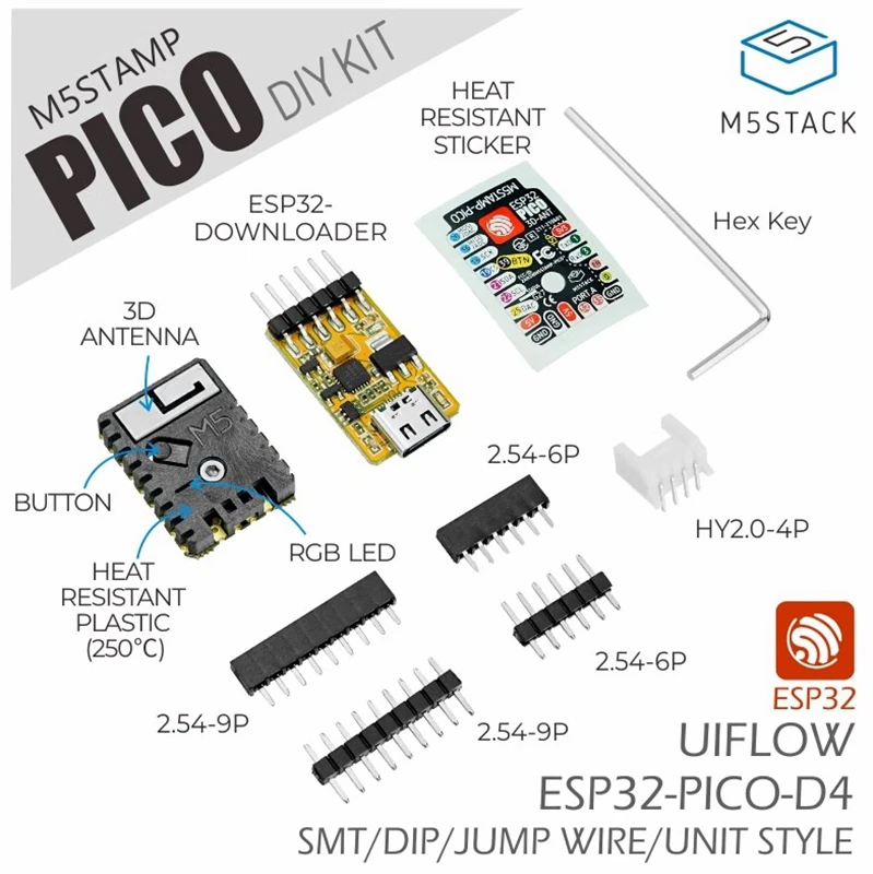 M5Stack Official Stamp Pico dual mode Wi Fi&Bluetooth MCU ESP32-PICO-D4 Program