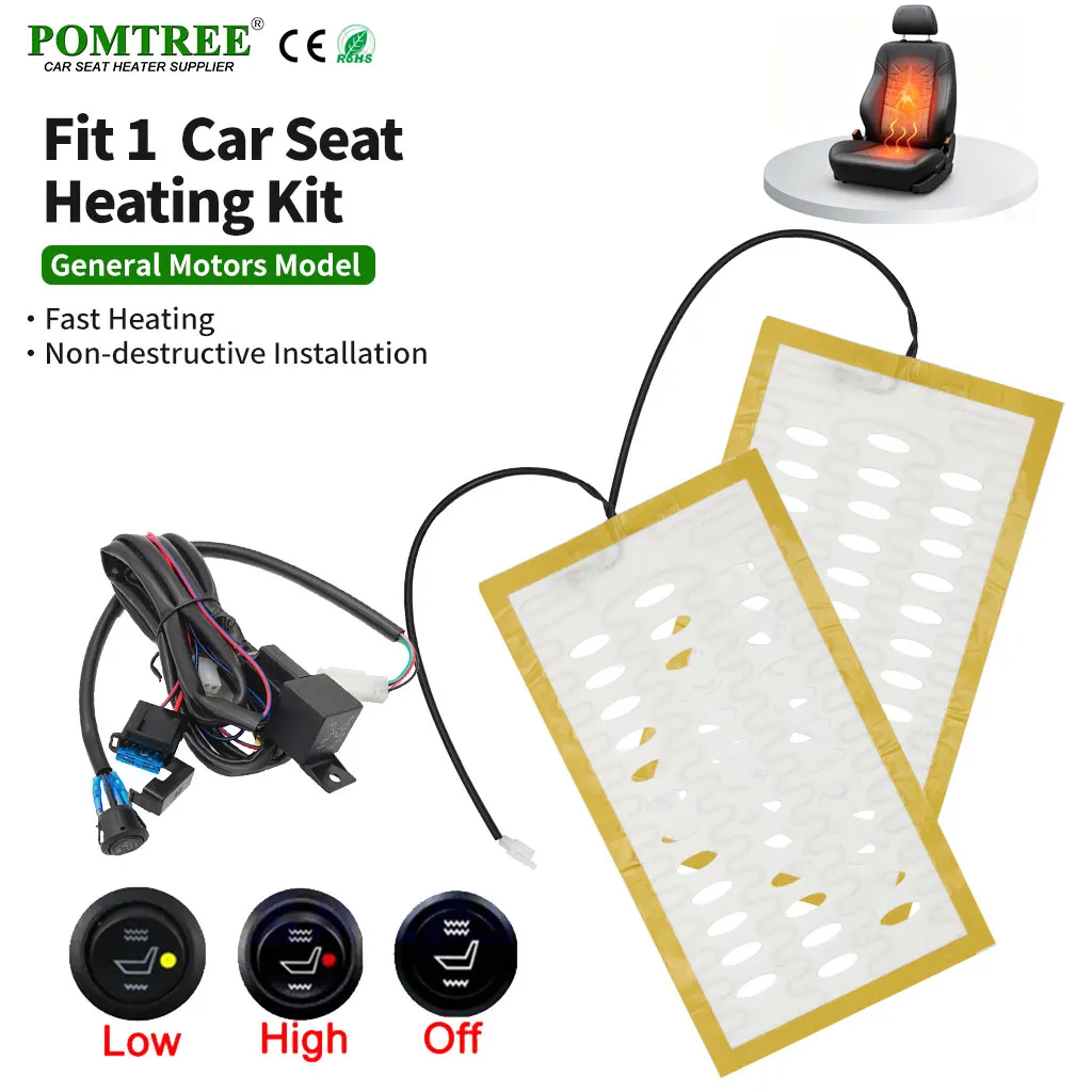 DC12V Automotive Built-in Heater Pad For Single Seat Universal Alloy Wire Element With Hi/Lo Control Switch For Cold Climate