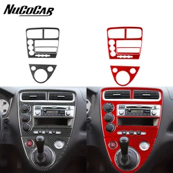 For Honda Civic Si 2001-2005 Carbon Fiber Central control Gear Shift panel Kit Frame Car Interior Accessories Decorative Sticker