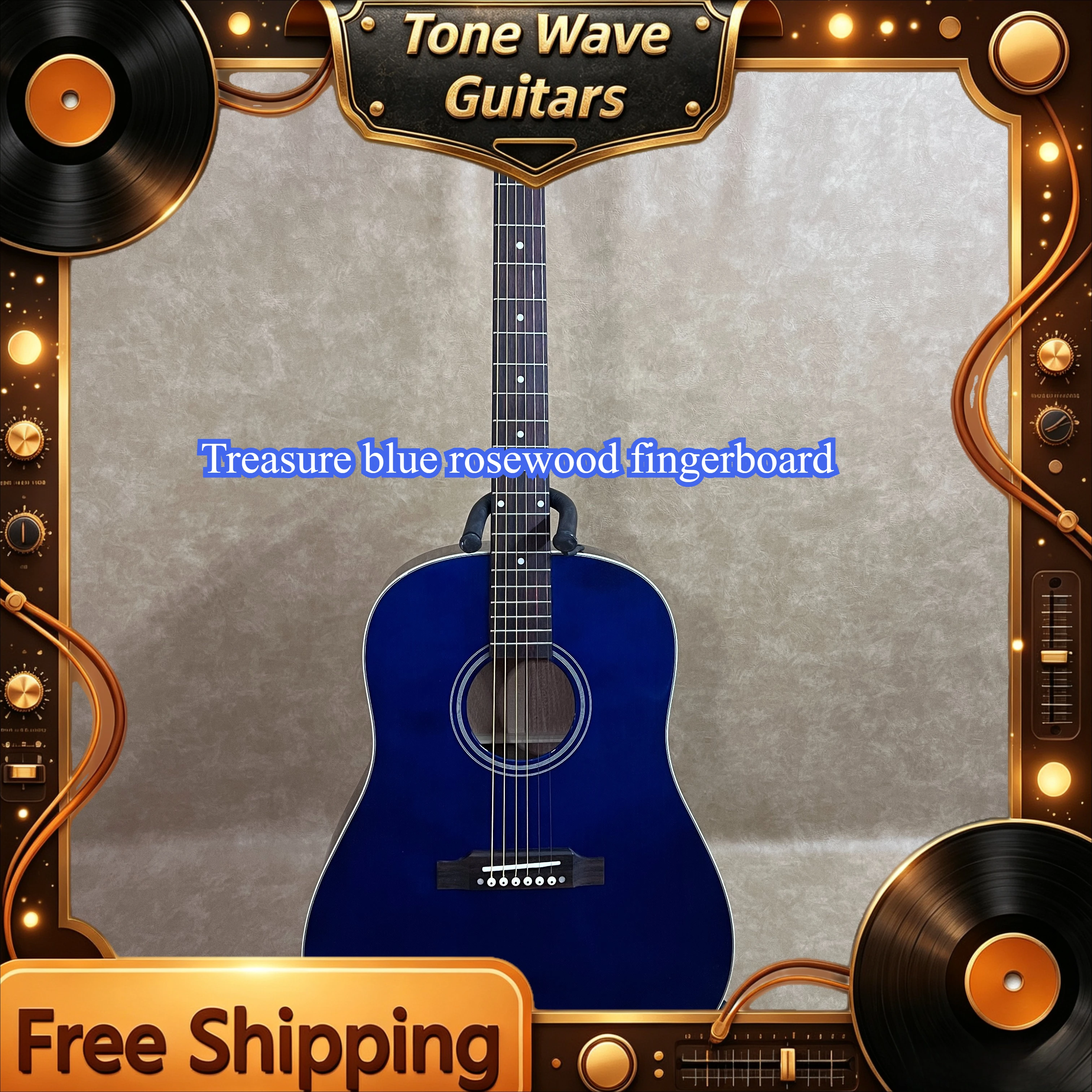 Limited-time Offer Spruce Body Acoustic Guitar New J45 Blue Soundhole Double Outer Ring Rear Connection Button Free Shipping