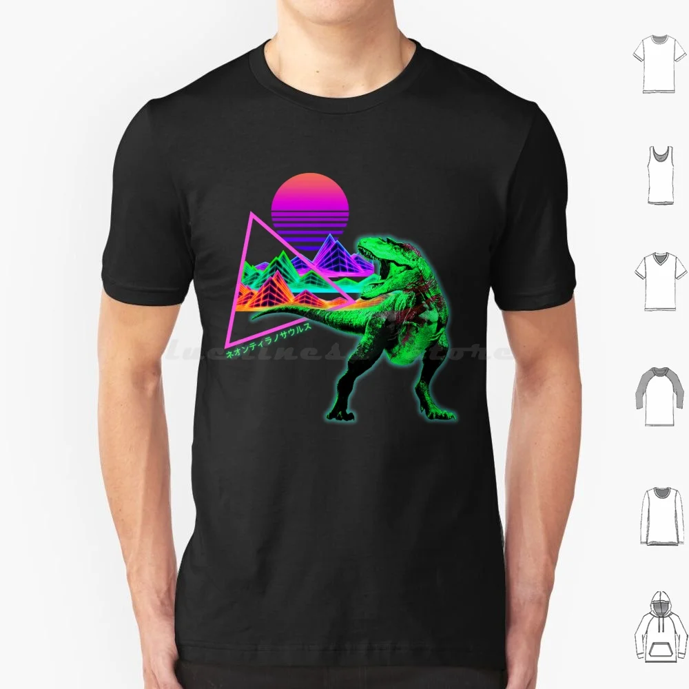 Neon Tyranosaurus Vaporwave Synthwave Dinosaur T-Rex T Shirt Cotton Men Women DIY Print Vaporwave Vaporwave Art Synthwave 80s