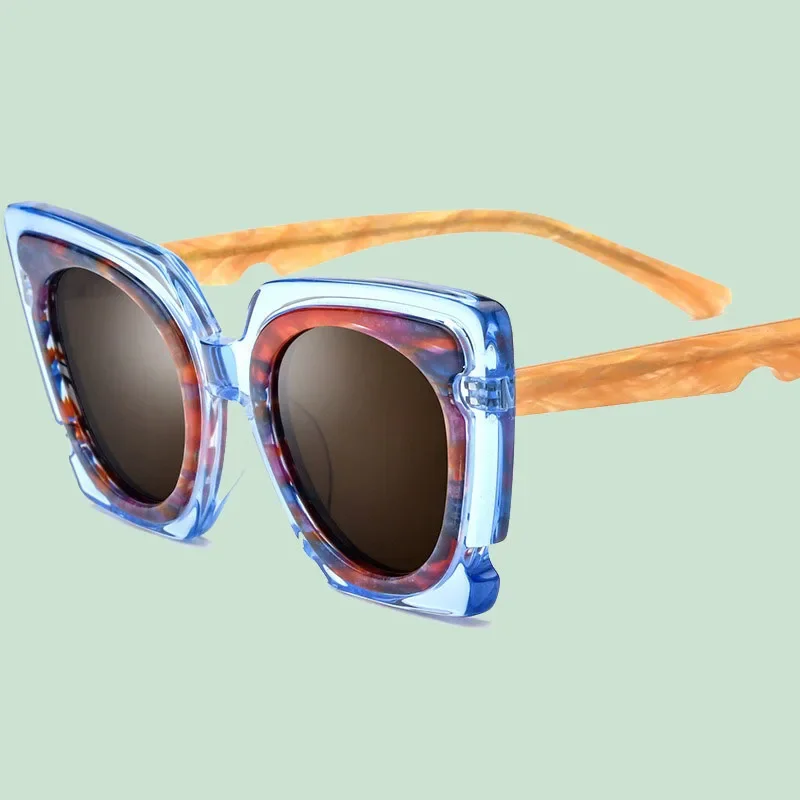New High-end Color Matching New Plate Cat's Eye Sunglasses Unisex Polarized Sunglasses Stars with The Same Driving Geek Glasses view 6
