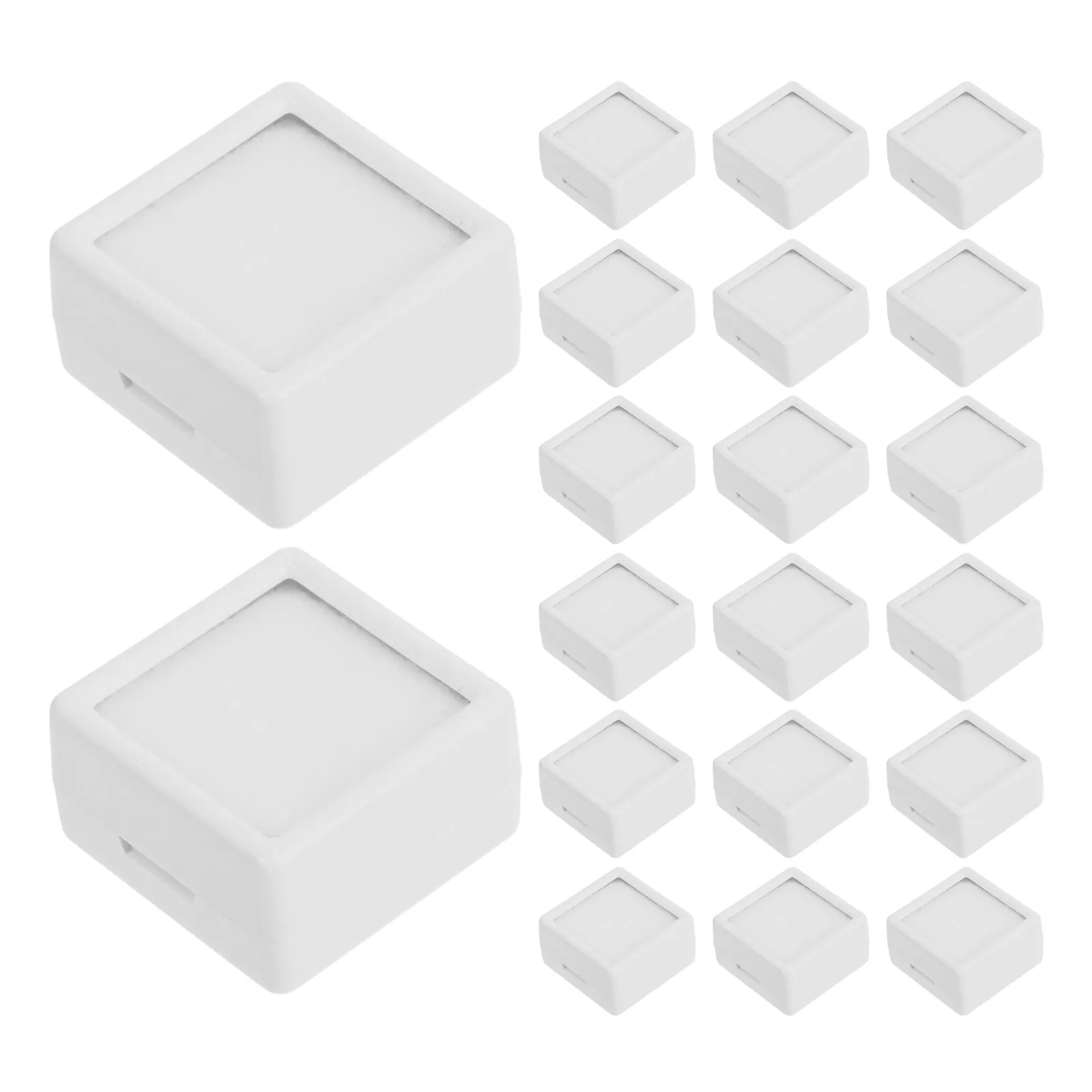 20Pcs Transparent Jewelry Display Container Clear Top Design 1.2x1.2x0.6 Inch Sponge Lined Jewelry Holder for Gems Rings