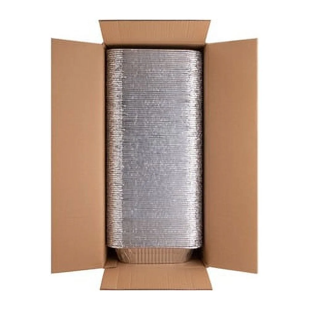 Disposable Aluminum Half-Size Pan 4 Quart Durable Cooking Serving Foil Pans 100 Pack Easy Cleanup Catering Events