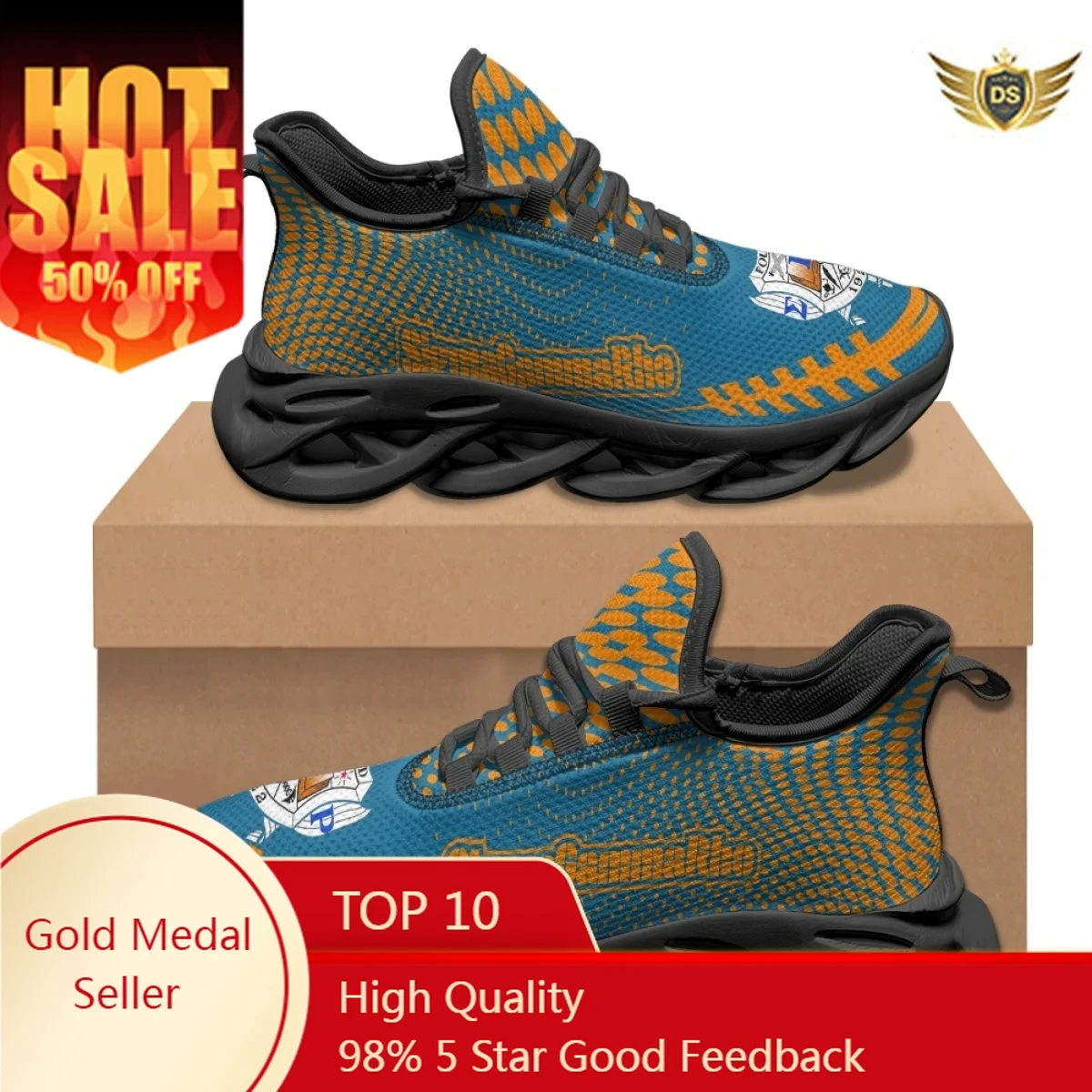 Sigma Gamma Rho Printed Fashion Jogging Shoes Comfortable Breathable Lace Up Mesh Sneakers Soft Sole Casual Flats Shoes Footwear