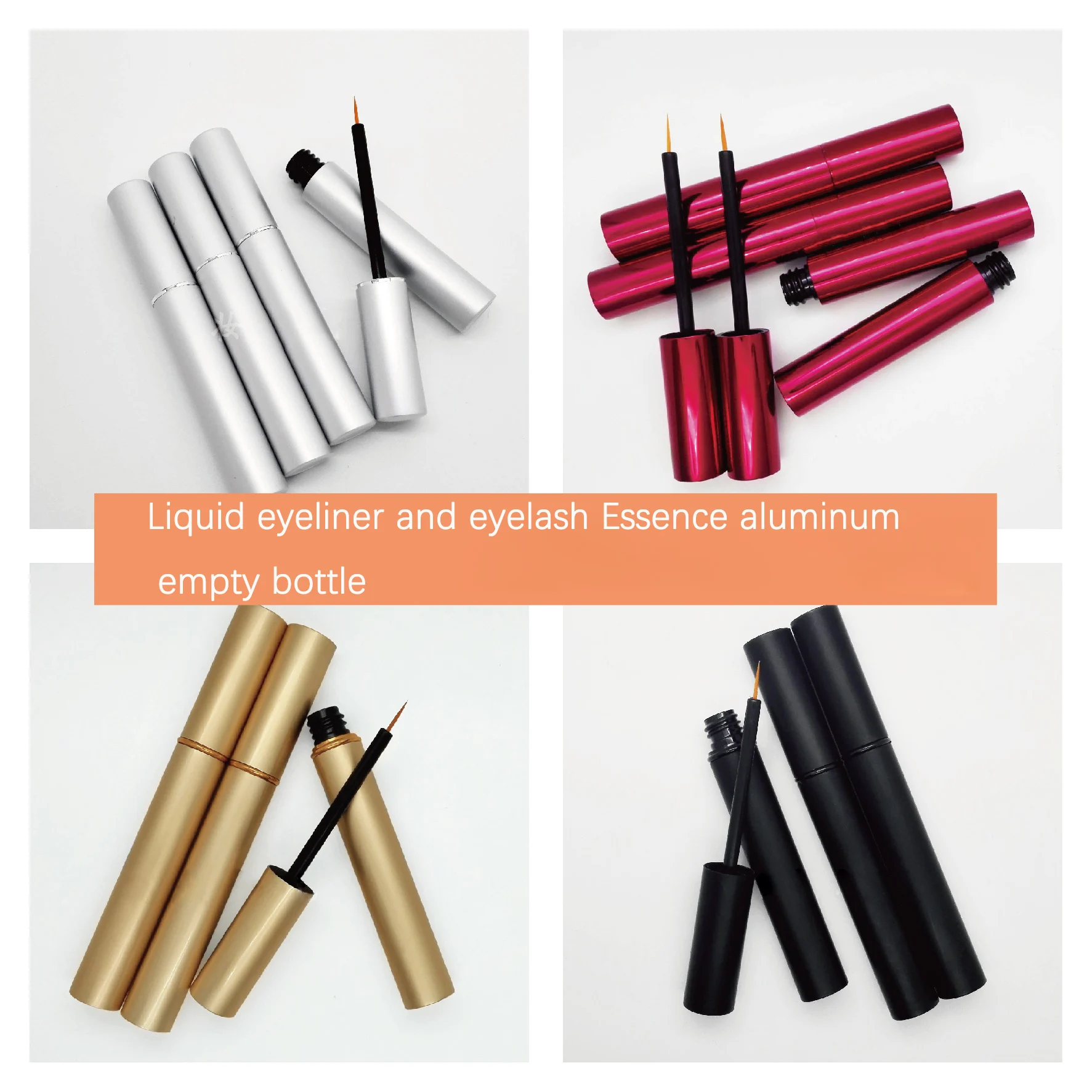 5ml Aluminum Eyeliner Tubes 4ml Empty Mascara Bottle Gold Black,Travel Cosmetics Packing Container