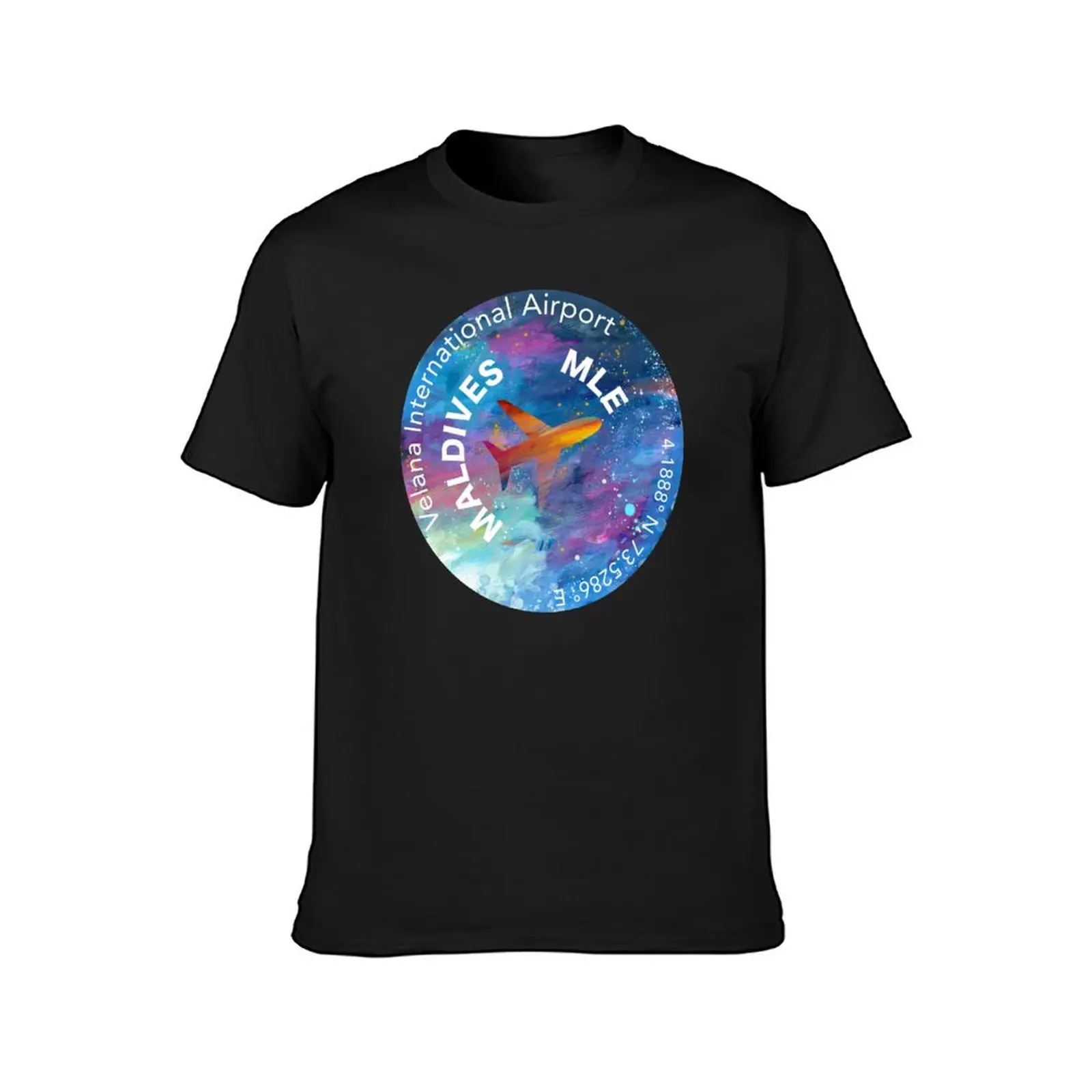 MALDIVES Velana airport round sticker T-Shirt anime boys animal print plus sizes customs heavy weight t shirts for men