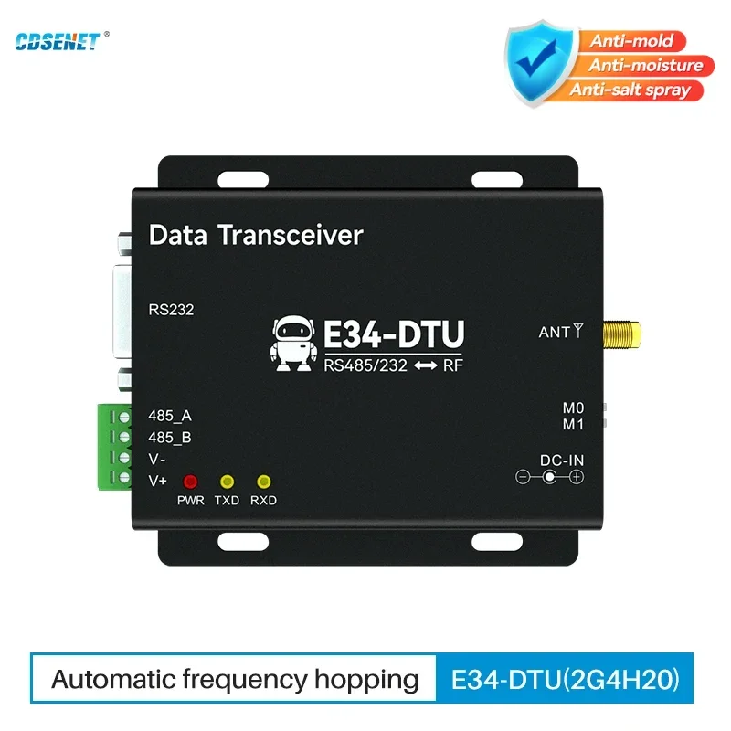 2.4GHz RS485 RS232 Wireless Uhf Module RF Transceiver CDSENET E34-DTU(2G4H20) 20dbm  Automatic Frequency Hopping High Speed