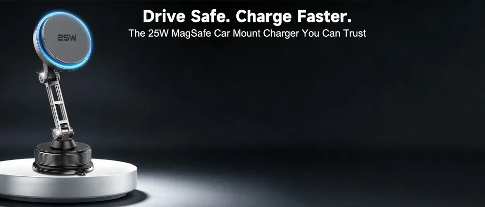Auto Qi2 25W Magnetisches Kabelloses Ladegerät mit 63W Auto-Ladegerät und Vakuum-Handyhalterung für Magsafe iPhone 17 16 15 14 13 12 Schnelles Laden – Detail 1