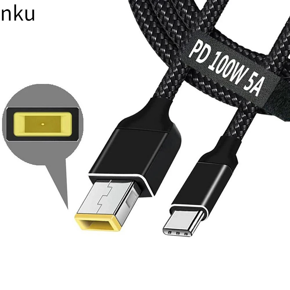 

Nku USB C PD Charging Cable Type-C To USB Slim Square Tip Cable 100W Power Cord for Lenovo Yoga 2 Pro 13 Thinkpad 65w 90w Laptop