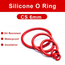 CS 6mm Red Silicone O Rings Gasket VMQ Silicone Food Grade Seal Washer Waterproof Insulation Rubber Spacer OD 28-880mm