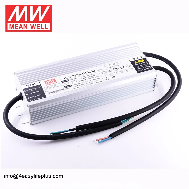 

Mean well More Choices 0~320W Dimming LED Driver HLG-320H-C1050B