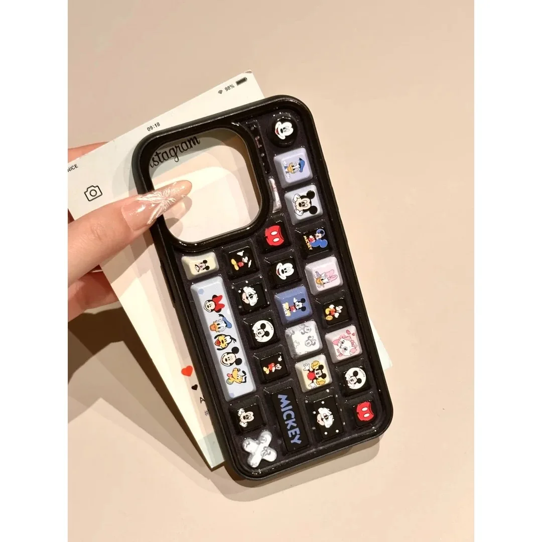 Cute Creative Cartoon Keyboard Mickey Minnie Disney Case For iPhone 11 12 13 14 15 16 Pro Max Donald Duck Daisy Keyboard Cover