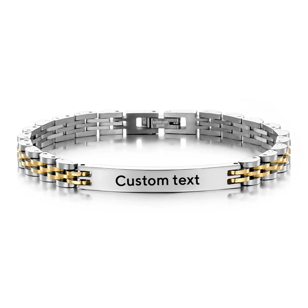 6MM Punk Custom Engraved Name Stainless Steel Bracelet Unisex Personalized Logo ID Watch Band Jewelry Gift for Men And Women