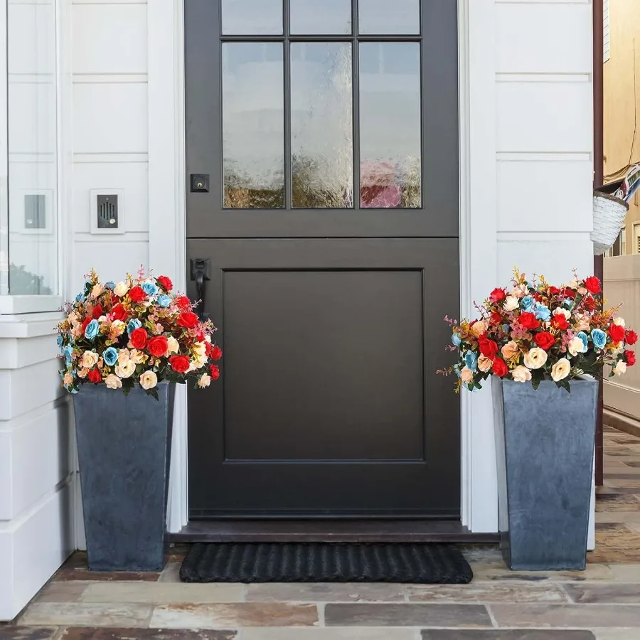 エバーウィン造花ミニバラの花束、装飾用フェイクカラフルな花、茎付き、ホームデコレーション用