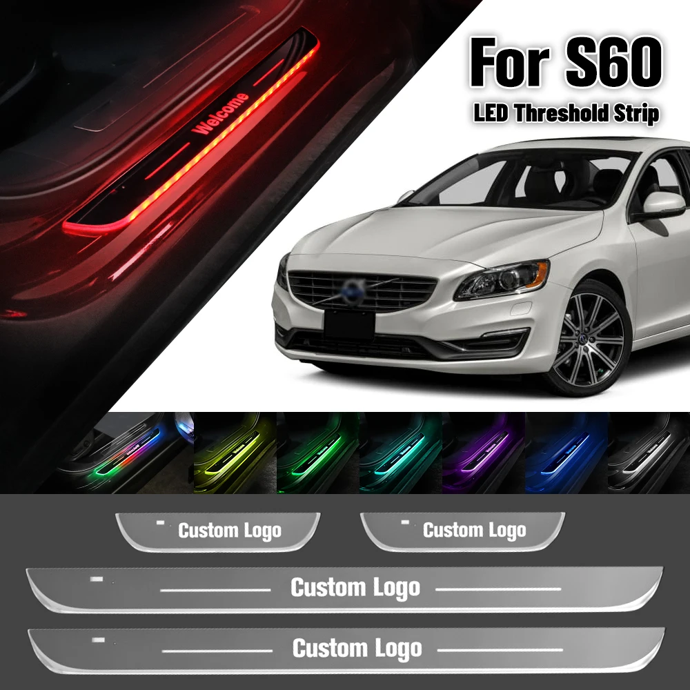 

For Volvo S60 2000-2018 Car Door Sill Light Customized Logo LED 2011 2013 2014 2017 Welcome Threshold Pedal Lamp Accessories