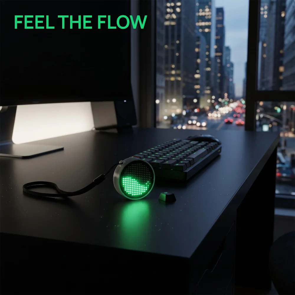 Fluid Simulated Luminous Desktop Ornament Round LED Liquid Motion Ambient Light Simulated Water Flow Desktop Ornament