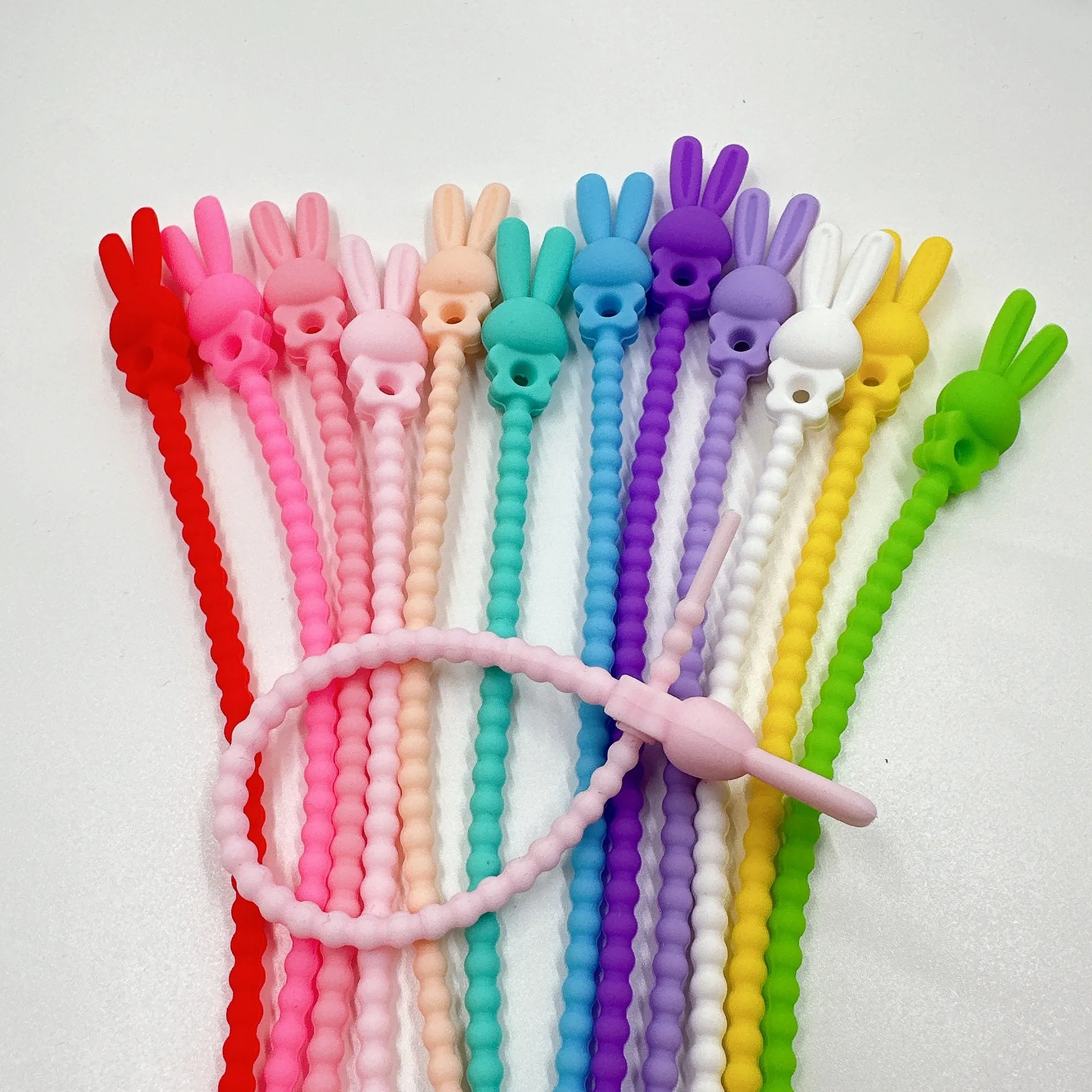 10 stks Kleurrijke Ster Siliconen Banden Tas Clip Herbruikbare Rubberen Zip Ties voor Koord & Kabel Voedsel Afdichting Tie Huishoudelijke Snake Strap
