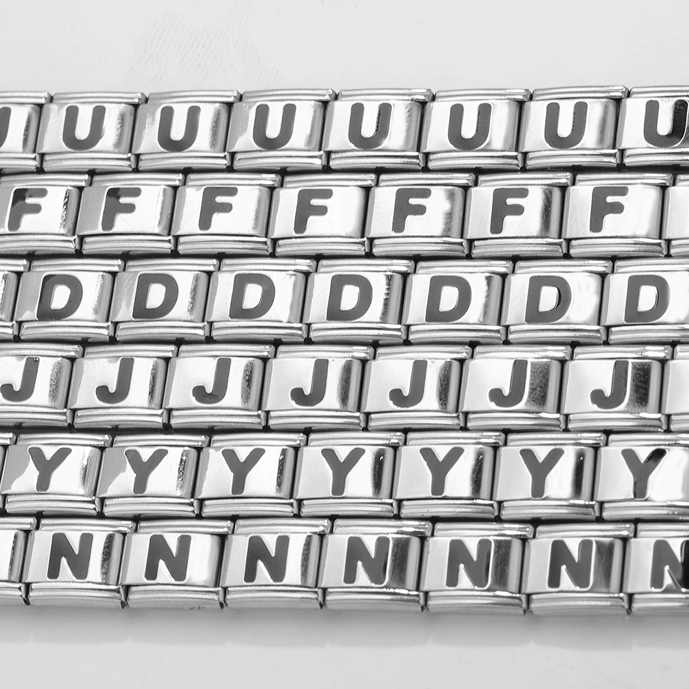 5pcs Stainless Steel Italian 26-letter Bracelet for DIY Assembly Bracelet Simple Trendy Gift Hand Bangle Chain Jewelry Wholesale
