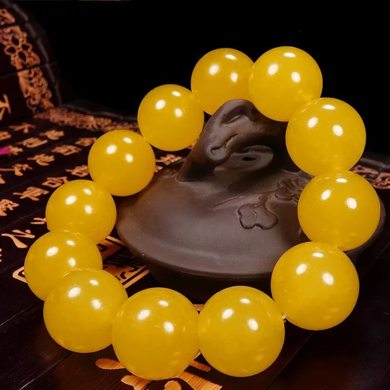 Yellow Jade Round Bead Bracelet Crystal Round Bead Bracelet Multi Treasure Jewelry