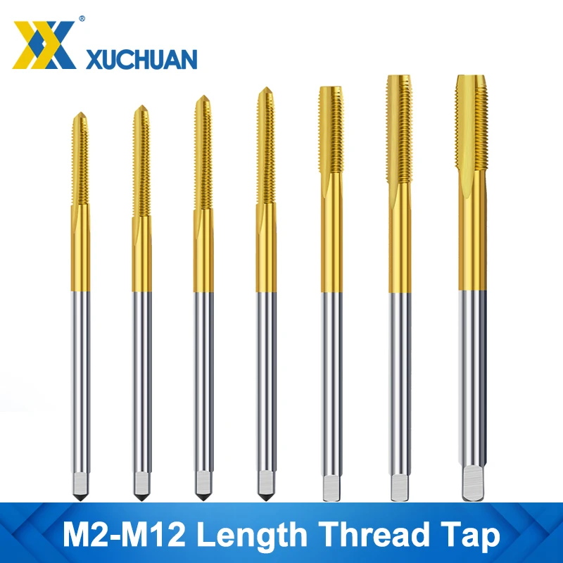 Machine Thread Tap 90-150 Long Shank Metric Plug Tap M2-M12 HSS Straight Flute  Screw Taps For Metalworking Threading Tools