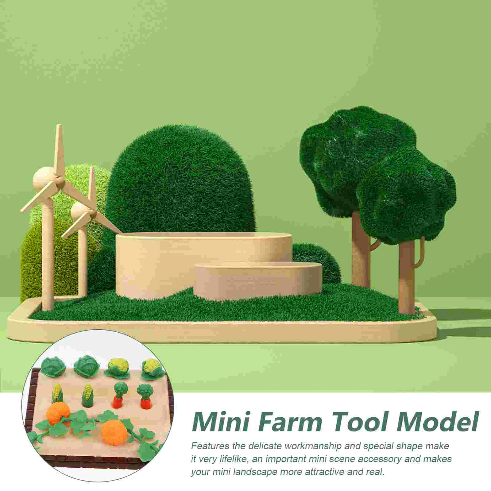 Mini Rake Farm Miniatur-Set, Gartenfiguren, Spielzeug, Gemüse, Landschaft, Feld, Modell, Werkzeugsuite