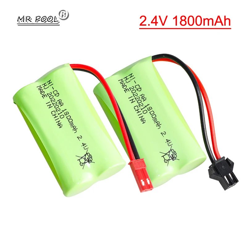 Batteria Ni-CD 2.4v 1800mah spina SM /JST per giocattoli Rc serbatoi per auto treni pistola per barche Robot Ni-CD AA 1800mah 2.4v batteria