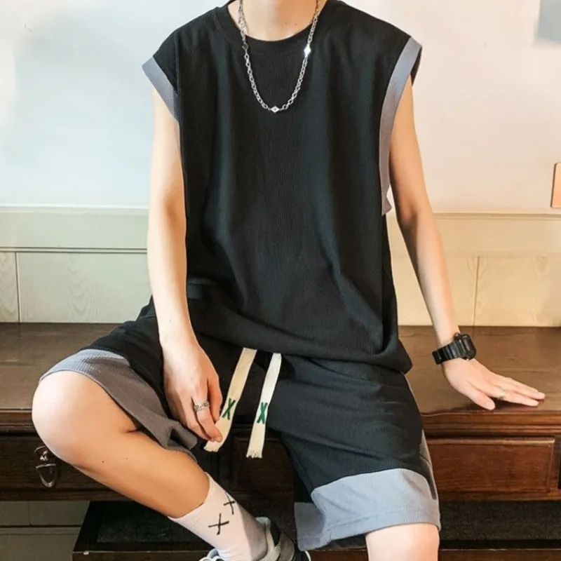 

Ice Silk Men Sleeveless Tank Top Summer Breathable Loose Fit Casual Sports Fitness Vest Basketball Jersey