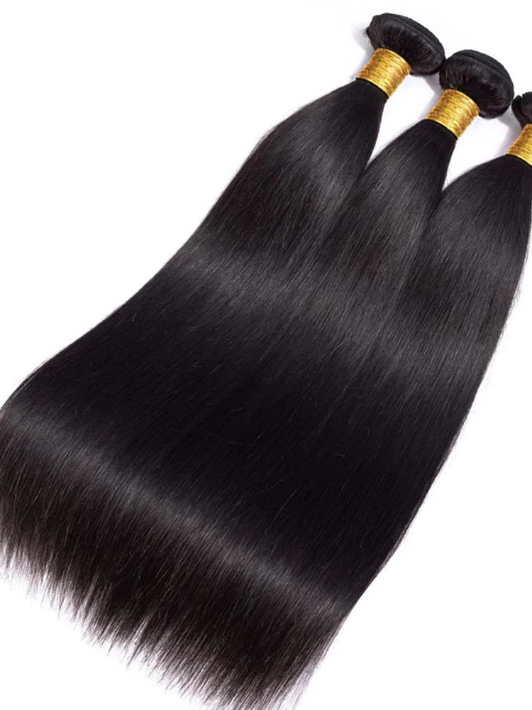 บราซิลตรงผมรวมกลุ่ม 28 30 32 "1 3 Bundles Virgin Remy Human Hair Bundles ผมดิบ Extensions Tissage