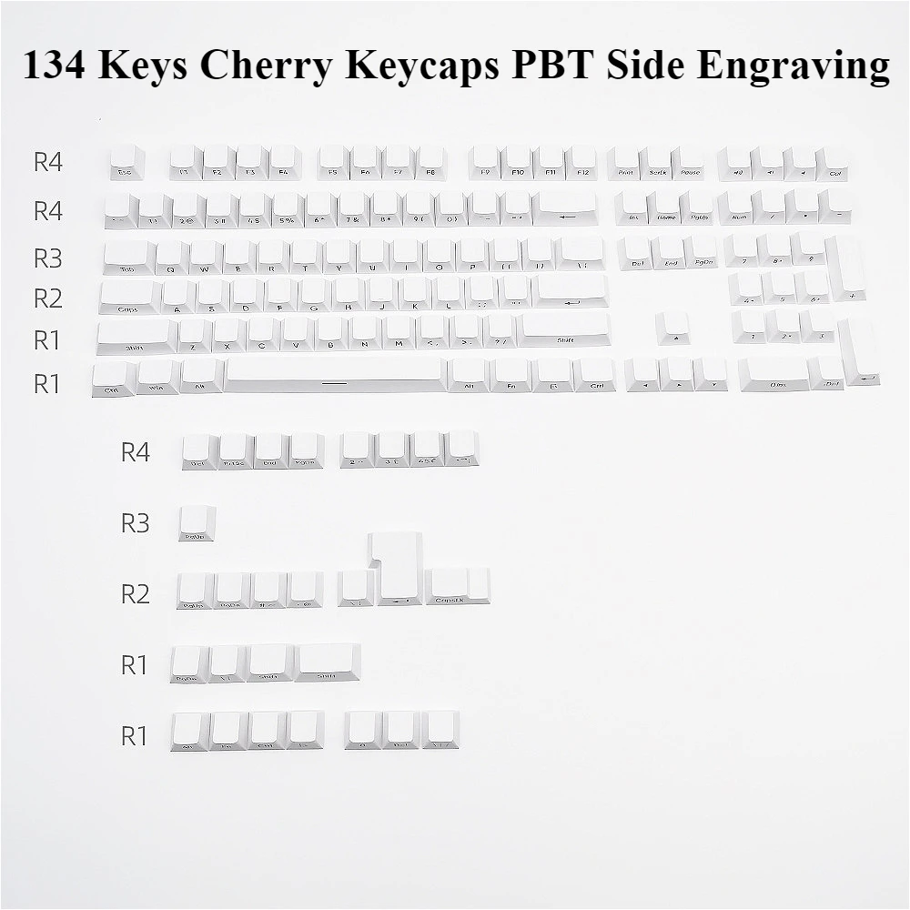 134 key Cherry keycap set PBT side engraved glow, suitable for 60/64/84/98/108 gaming mechanical keyboard MX switch