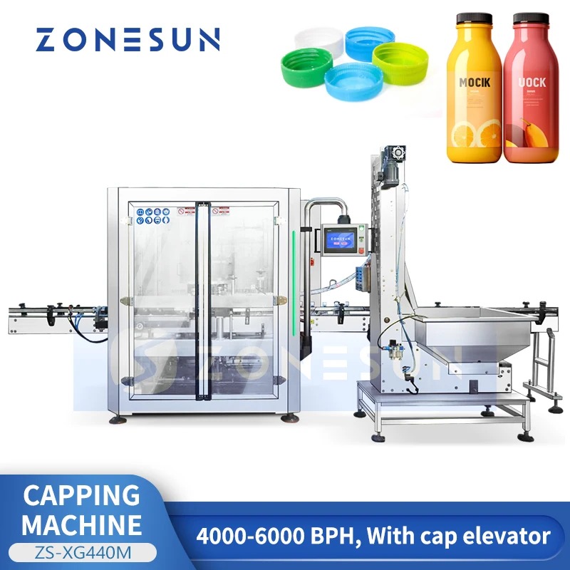 ZONESUN ZS-XG440M Automatic 8 Heads Screw-on Cap Soft Drinks Cosmetics Plastic Bottle Capping Machine Cap Screwing Equipment